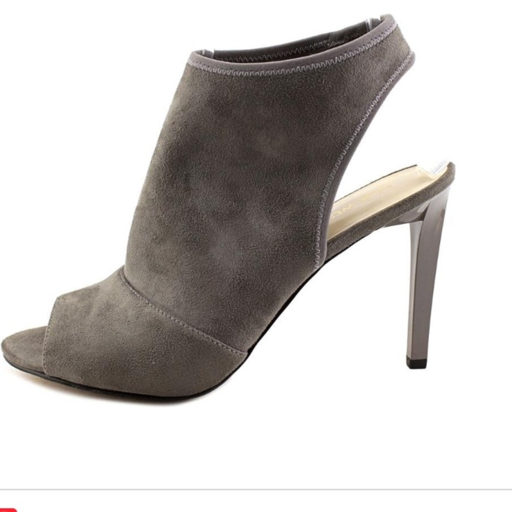 Nine West Gray Faux Suede Levona Peep Toe Booties